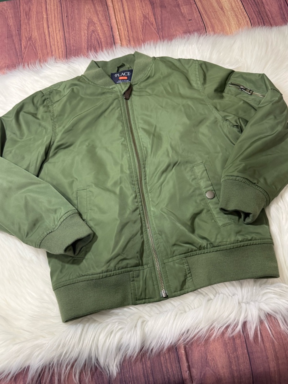 The Children’s Place Green Lightweight Bomber Zip Up Jacket - Boys Size M (7/8)